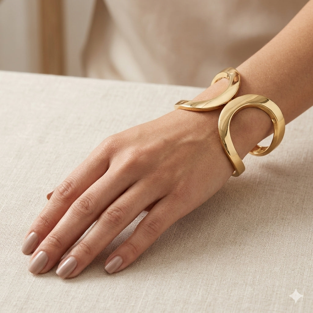 Gold-Plated Sculptural Cuff Bracelet