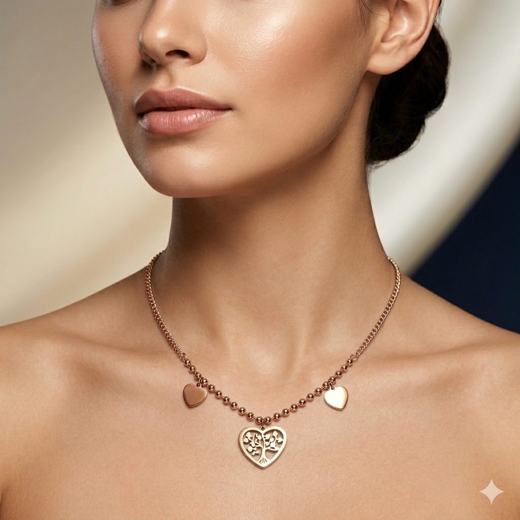 Tree of Love Heart Charm Necklace