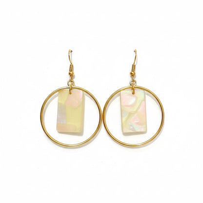 Golden Hoop with marble accent Earrings