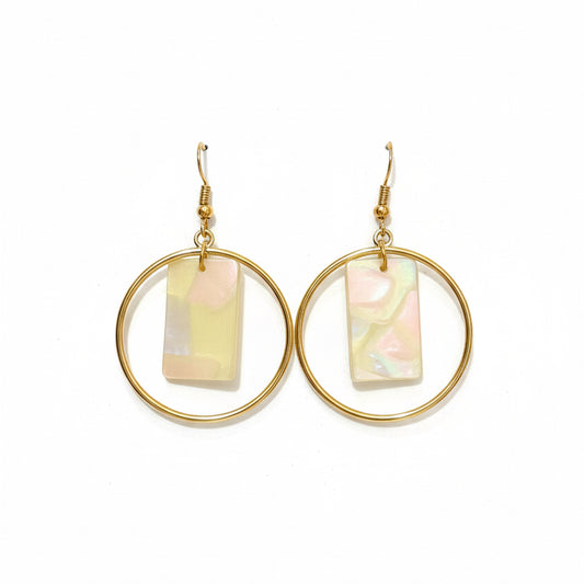 Golden Hoop with marble accent Earrings