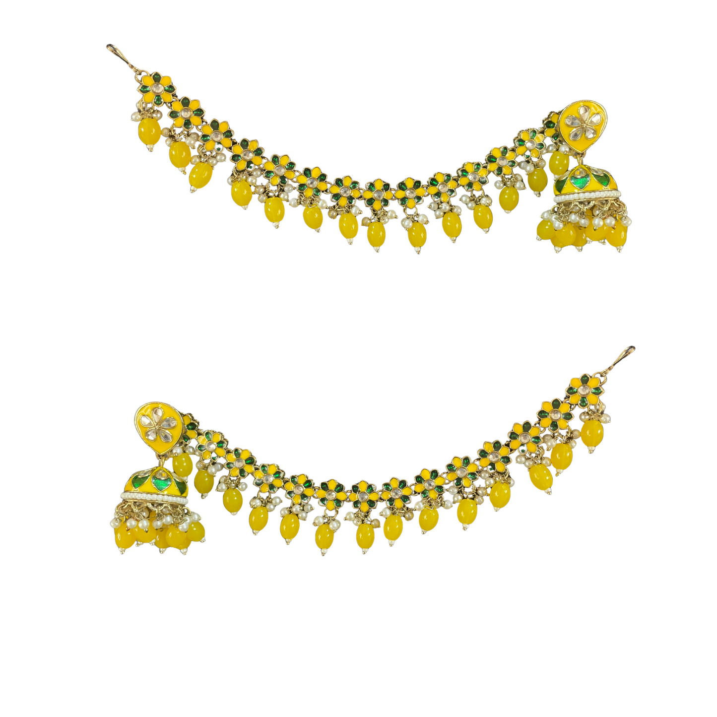 Floral Jhumka Earrings with chain