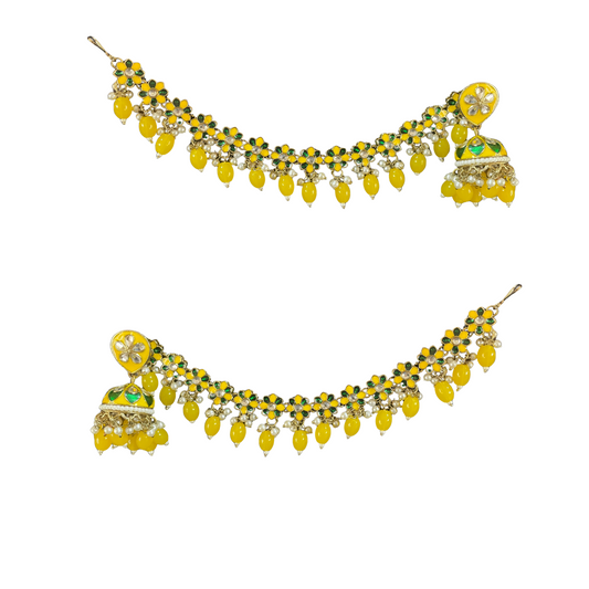 Floral Jhumka Earrings with chain