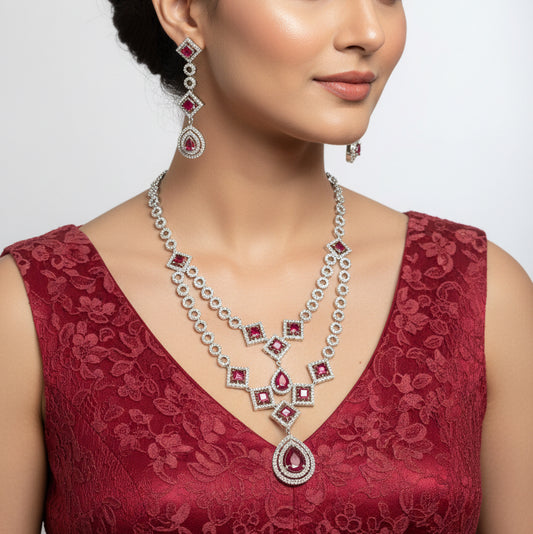 Ruby Royale AD Necklace Set
