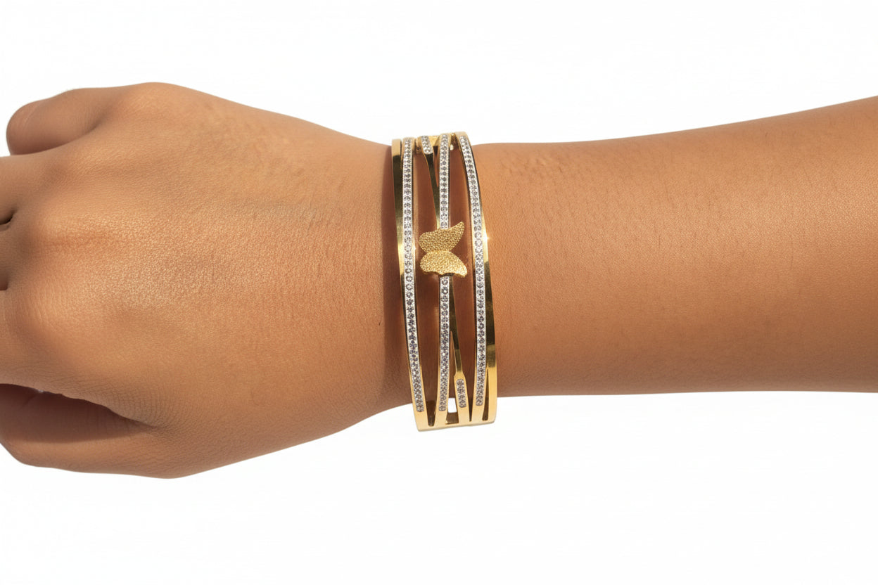 Golden Butterfly Crystal Bracelet