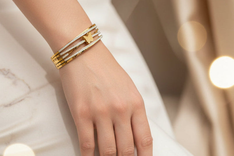 Golden Butterfly Crystal Bracelet