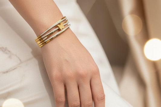 Golden Butterfly Crystal Bracelet