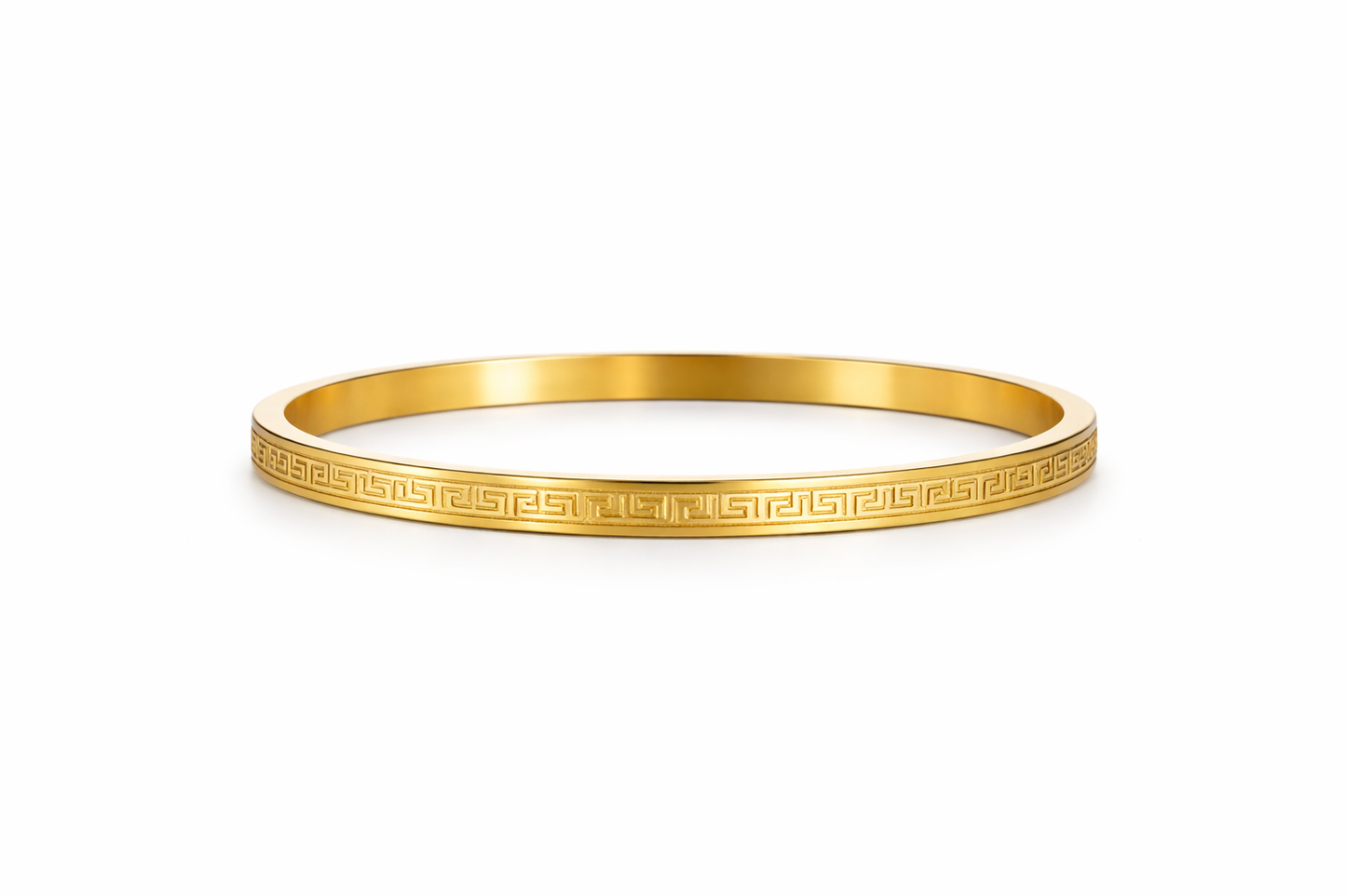 Greek Key Engraved Bangle Bracelet
