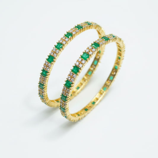 Emerald Gold-Plated Bangles (Size 2-6)