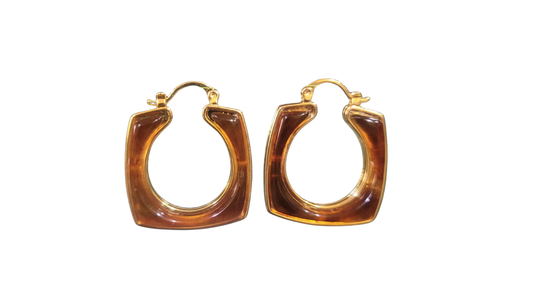 Amber Resin look Square Hoop Earrings