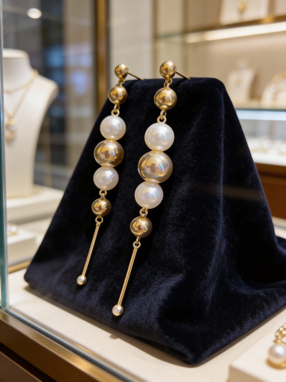 Golden Pearl Drop Earrings