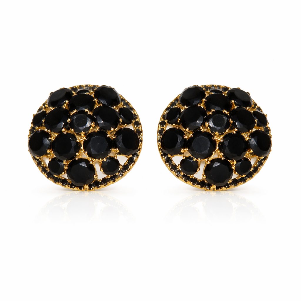 Black Stone cluster Earrings