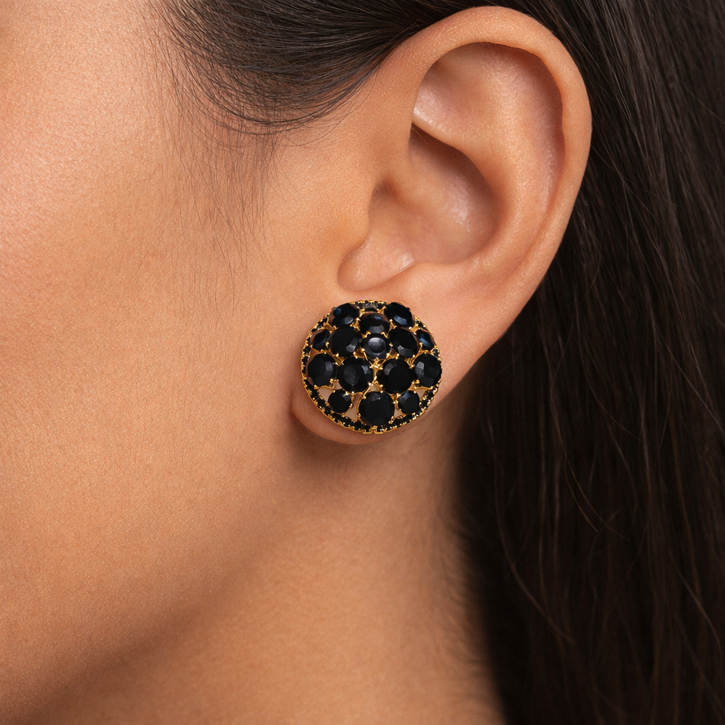 Black Stone cluster Earrings