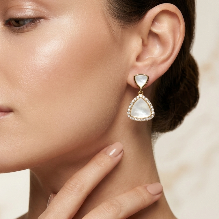 Mother of Pearl Triangle Drop Earrings