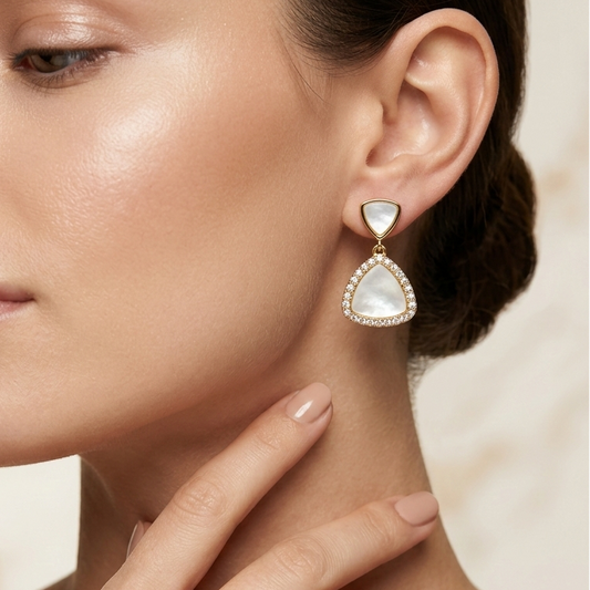 Mother of Pearl Triangle Drop Earrings