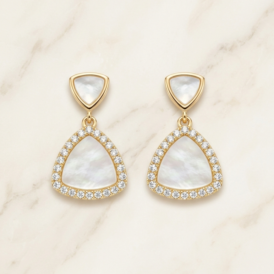Mother of Pearl Triangle Drop Earrings