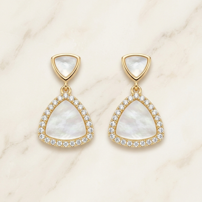 Mother of Pearl Triangle Drop Earrings
