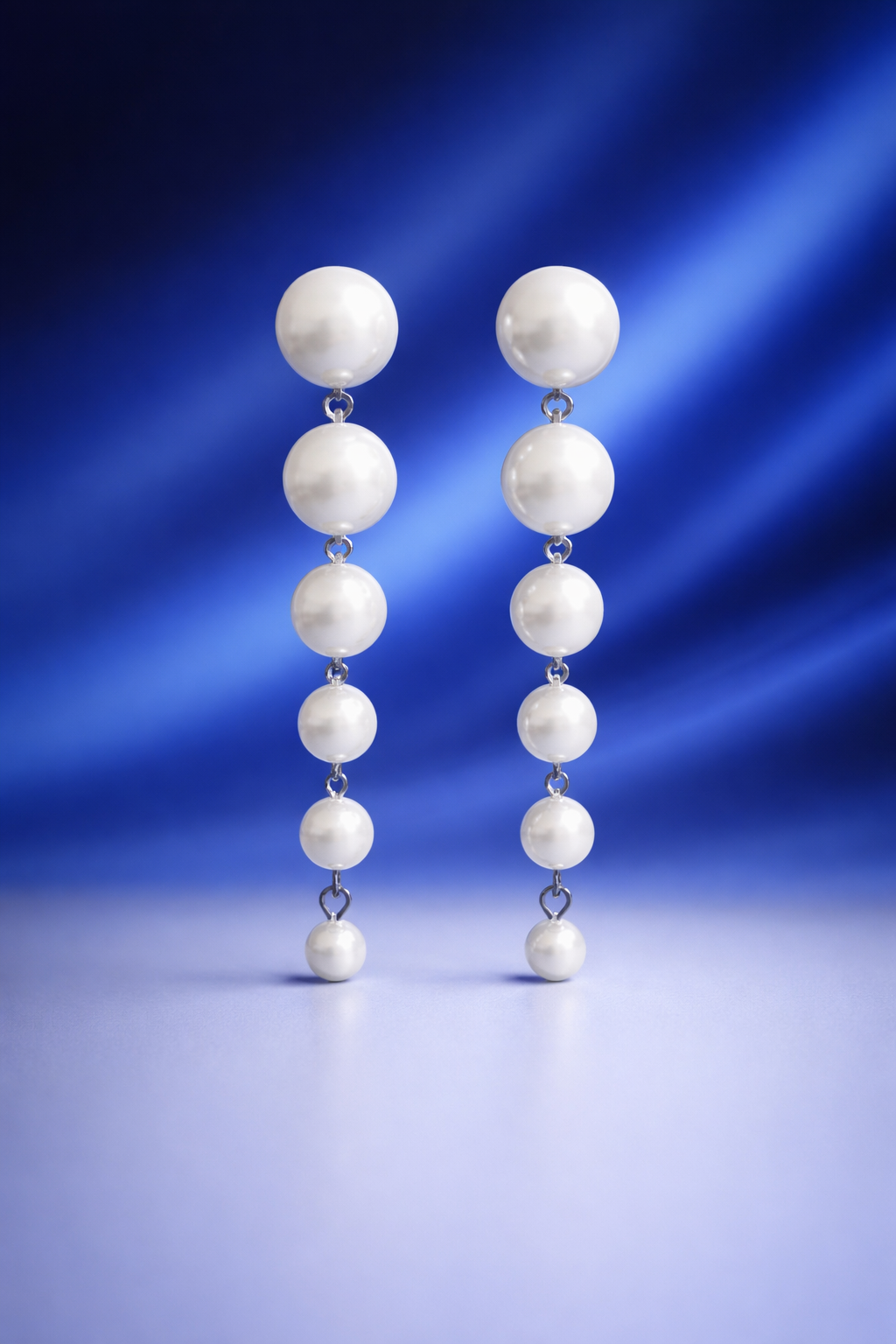 White Pearl Cascade Drop Earrings