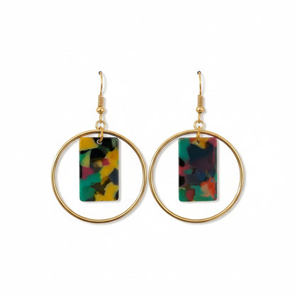 Golden Hoop with marble accent Earrings