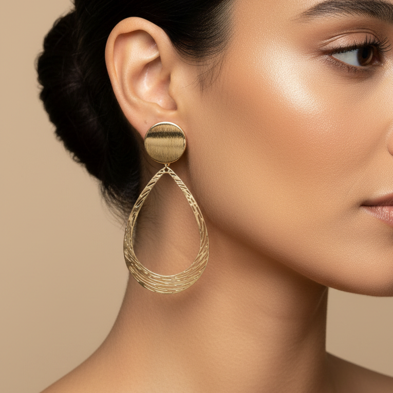 Textured Teardrop Drop Earrings