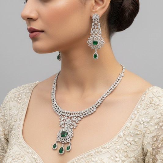Emerald Drop AD Necklace Set