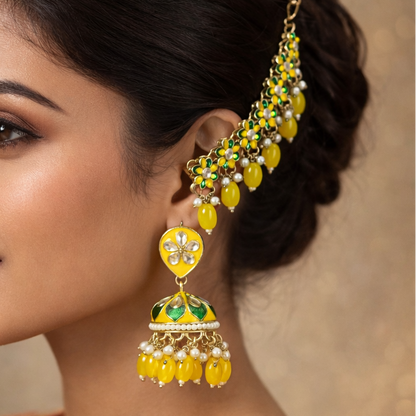 Floral Jhumka Earrings with chain