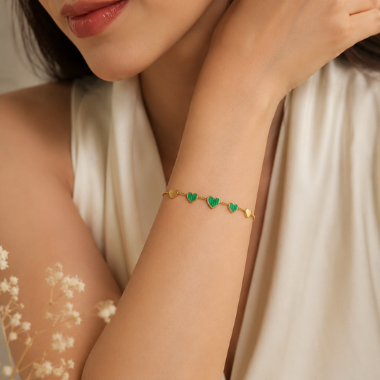 Emerald Heart Charm Bracelet