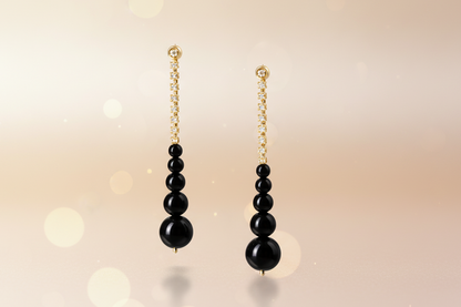 Black Pearls & Crystal Drop Earrings
