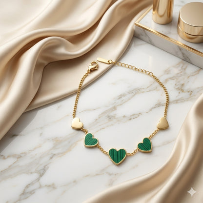 Emerald Heart Charm Bracelet