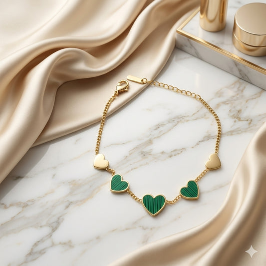 Emerald Heart Charm Bracelet