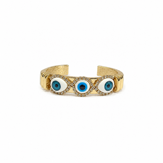 Luxury Gold Evil Eye Cuff Bracelet