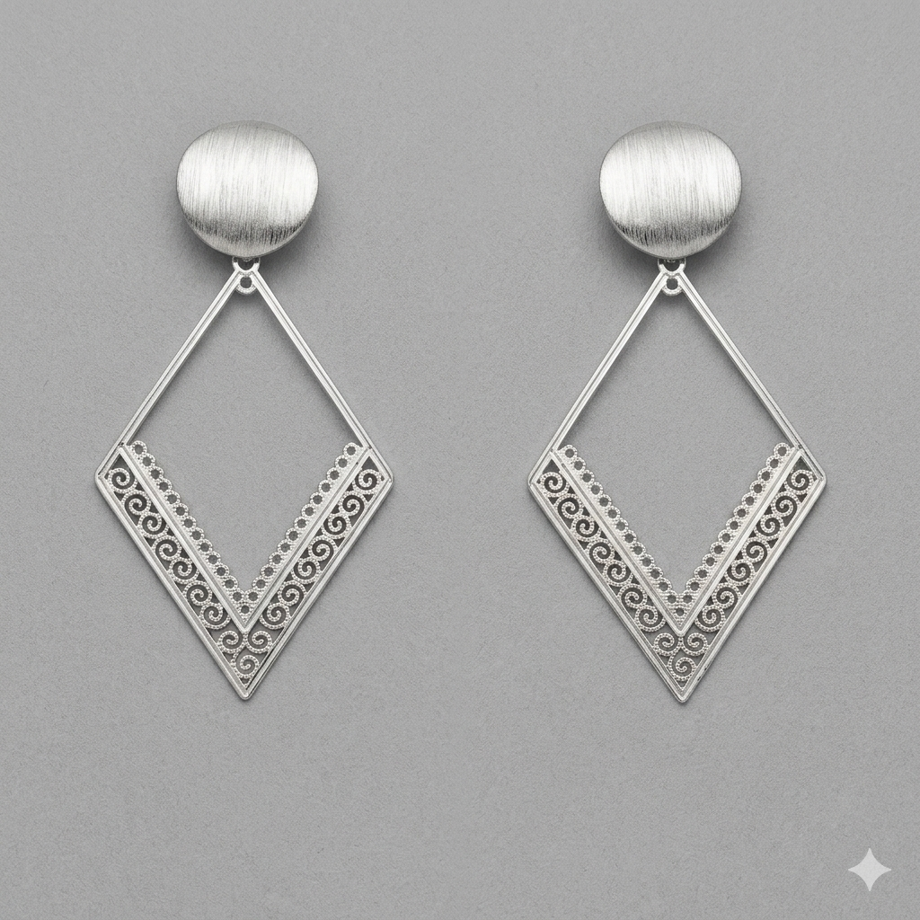V-Detail geometric drop Earrings