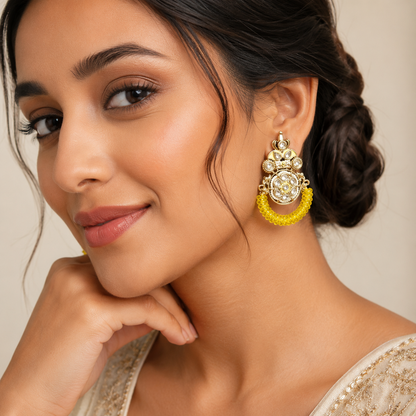 Sunlit Kundan Hoop Earrings