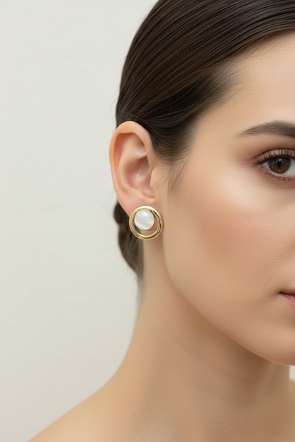Gold-Tone Pearl Stud Earrings