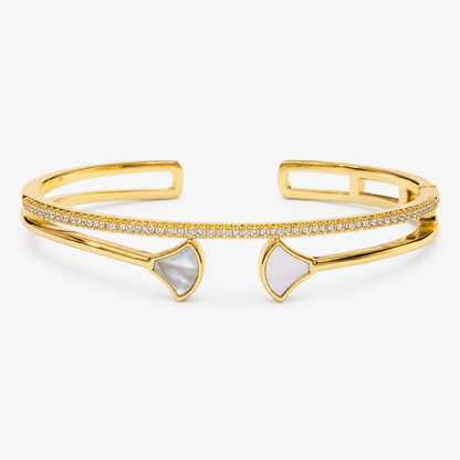 Golden Crystal Open Cuff Bracelet