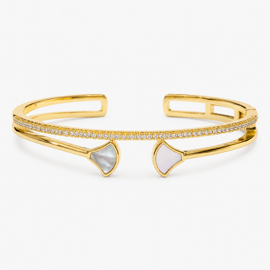 Golden Crystal Open Cuff Bracelet