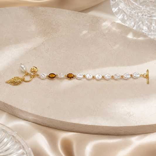Pearl & Amber Charm Bracelet