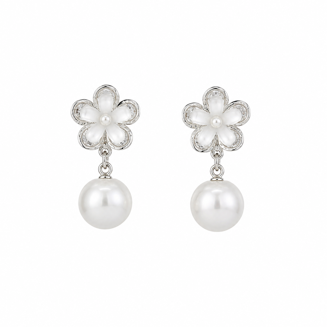 Floral Pearl Drop Earrings