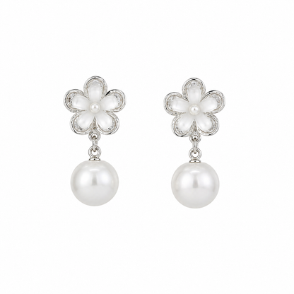 Floral Pearl Drop Earrings