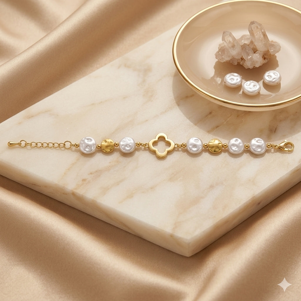 Pearl Clover Gold-Tone Bracelet