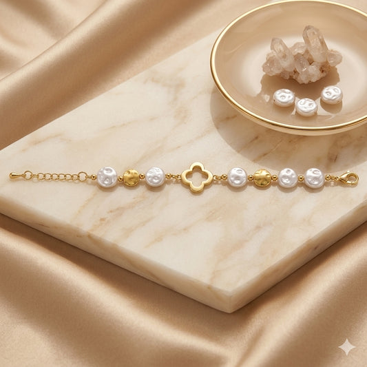 Pearl Clover Gold-Tone Bracelet