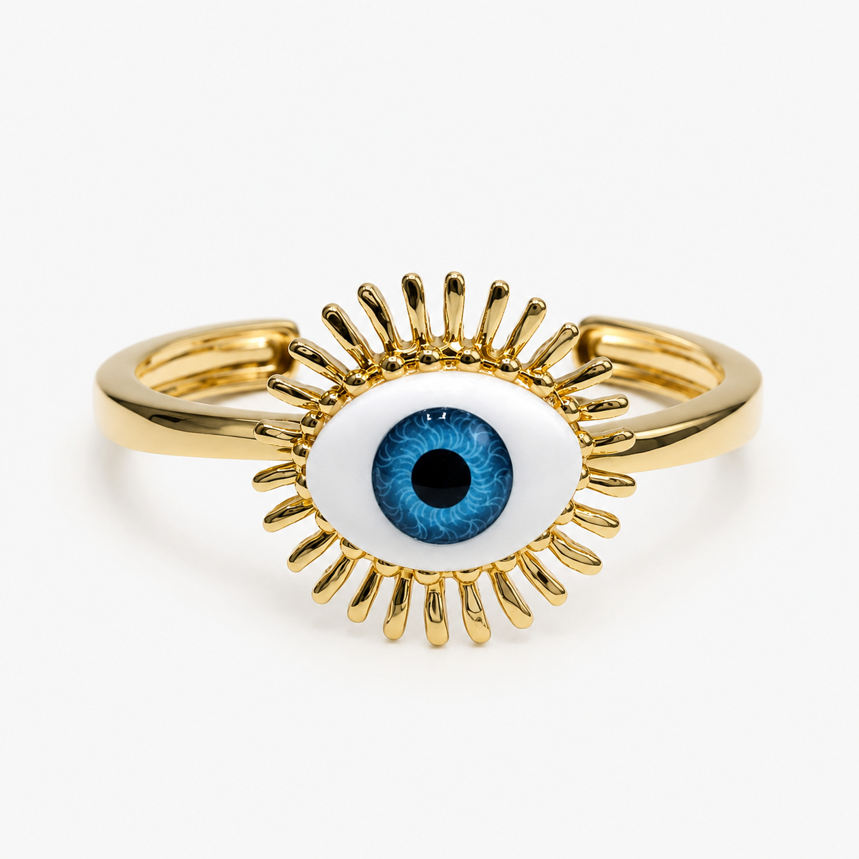 Evil Eye Sunburst Silver Bracelet