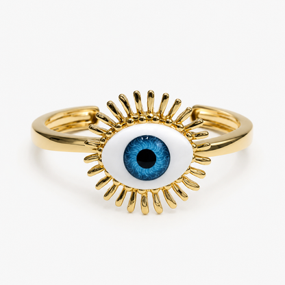 Evil Eye Sunburst Silver Bracelet