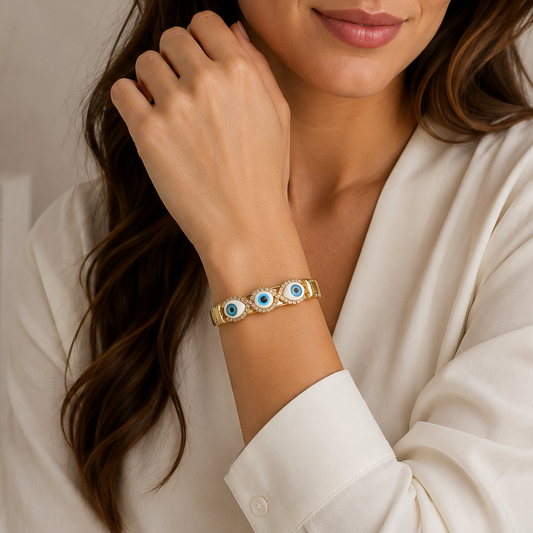 Luxury Gold Evil Eye Cuff Bracelet
