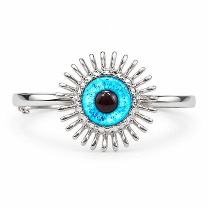 Evil Eye Sunburst Silver Bracelet