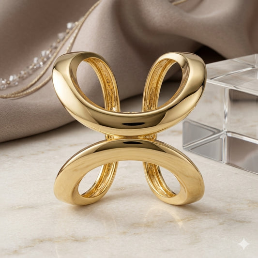 Gold-Plated Sculptural Cuff Bracelet