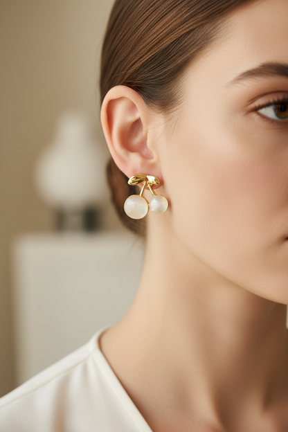 Cherry Glow Stud Earrings
