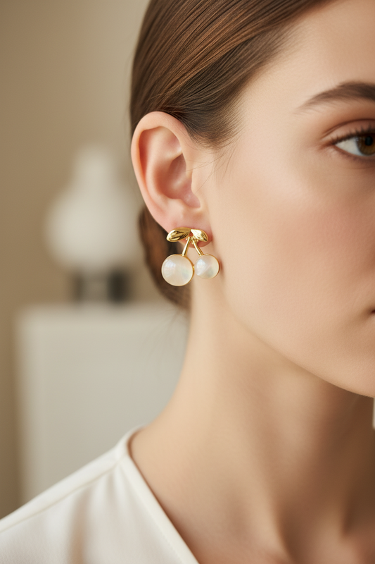 Cherry Glow Stud Earrings