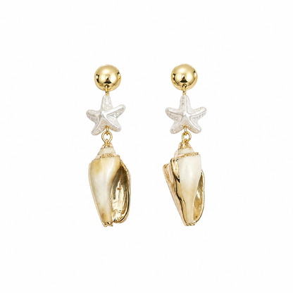 Sea Shell Starfish Drop Earrings