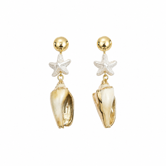 Sea Shell Starfish Drop Earrings