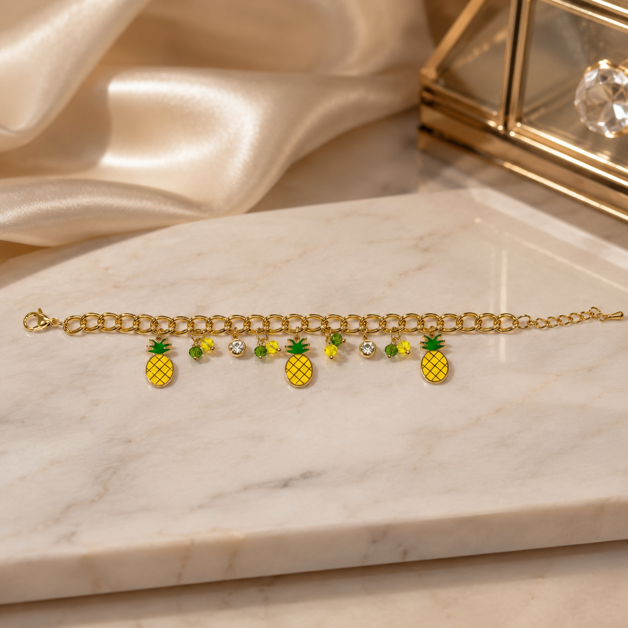 Tropical Pineapple Charms Bracelet